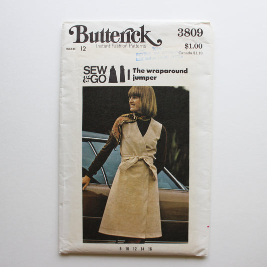 1970s Butterick 3809 Sewing Pattern Misses Jumper Size 12