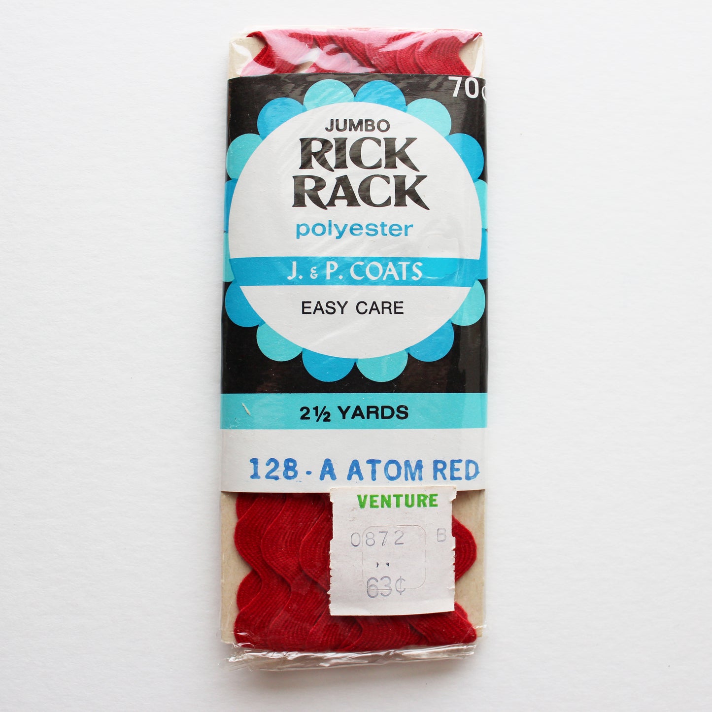 J & P Coats Jumbo Rick Rack Atom Red 2.5 Yards