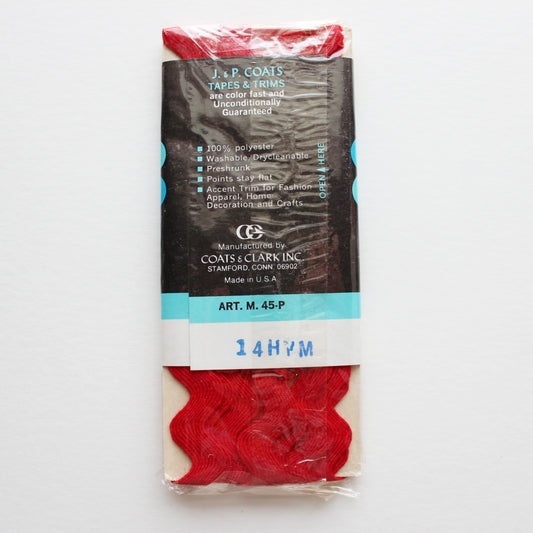 J & P Coats Jumbo Rick Rack Atom Red 2.5 Yards