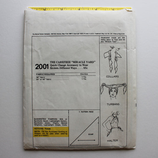 1973 McCall's 2001 Sewing Pattern Misses Miracle Yard 16 Ways Accessory