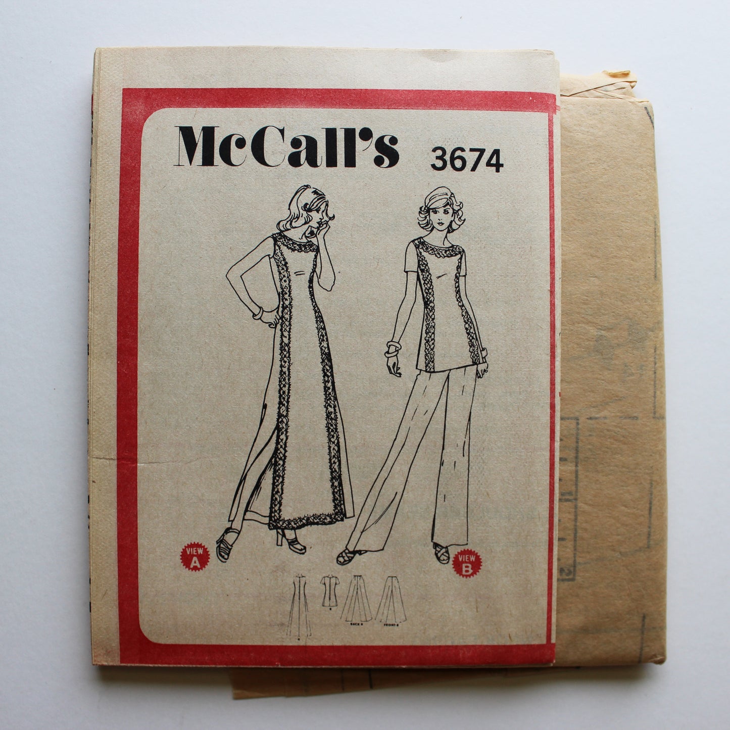 1973 McCall's 3674 Sewing Pattern Misses Dress Tunic Pants Size 12