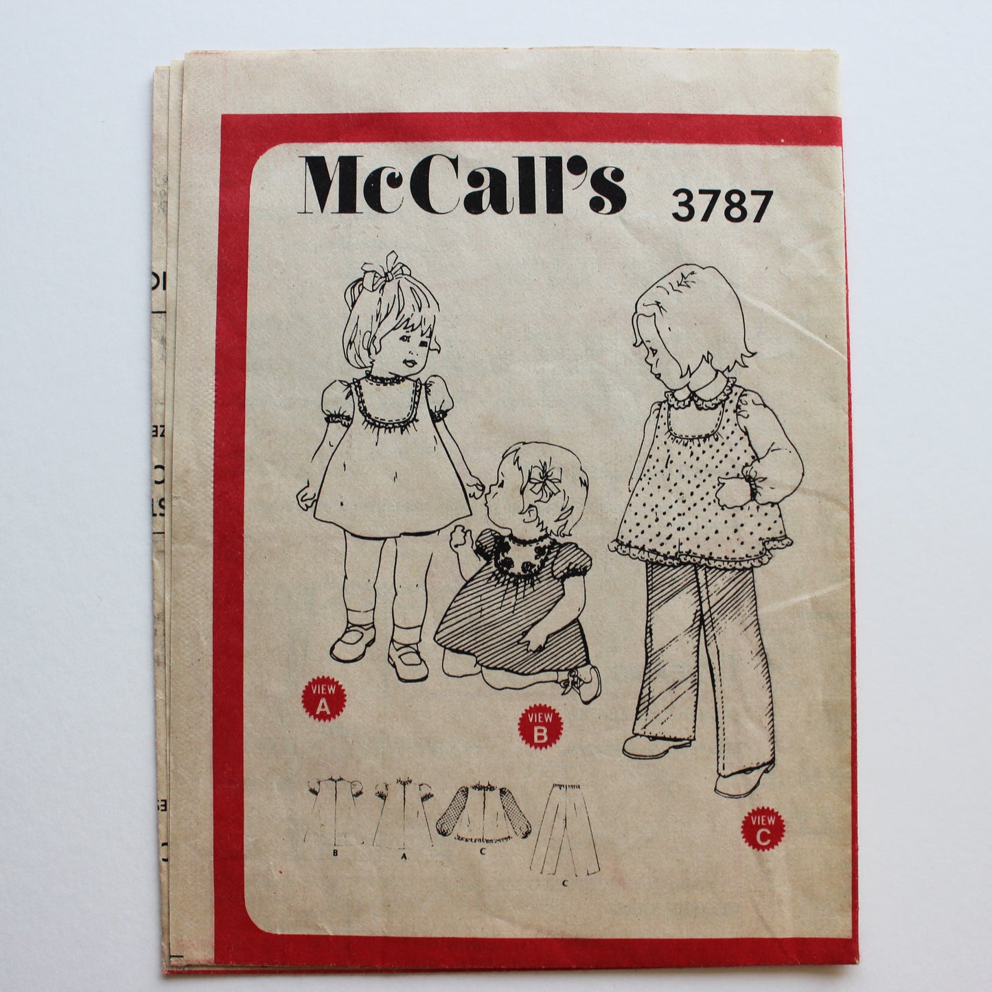 1973 McCall's 3787 Sewing Pattern Girls Dress Top Pants Size 1