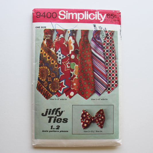 1971 Simplicity 9400 Sewing Pattern Mens Ties
