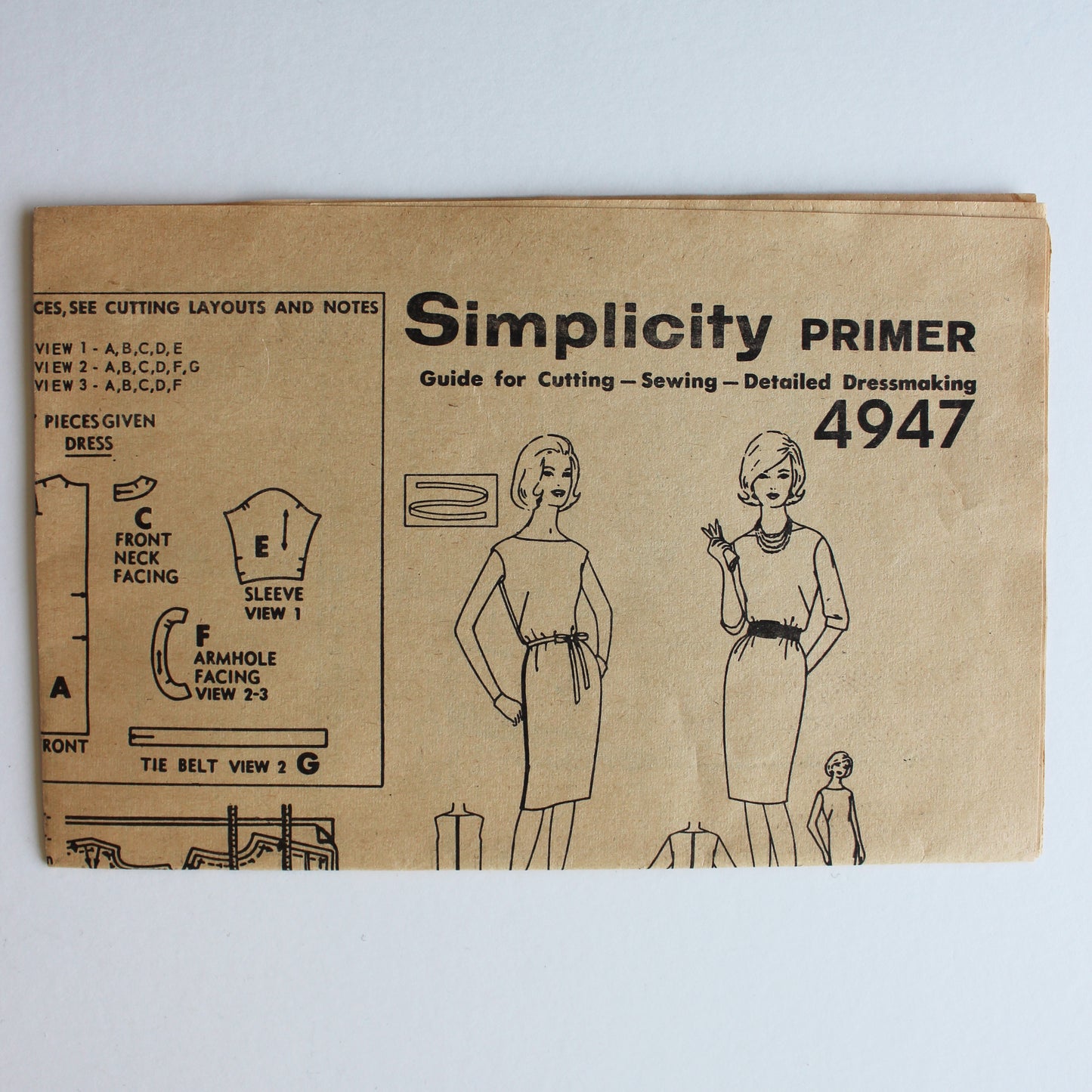 1960s Simplicity 4947 Sewing Pattern Misses Dress Size 16