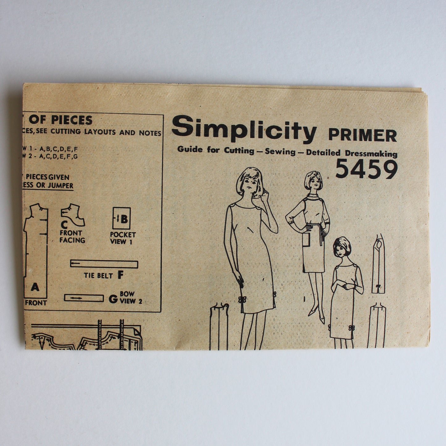 1964 Simplicity 5459 Sewing Pattern Misses Dress Jumper Size 12