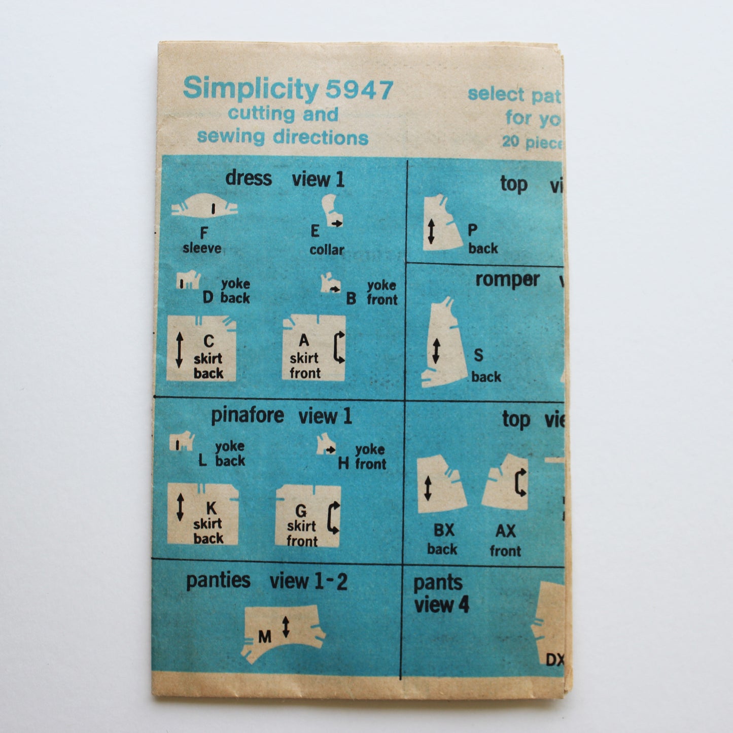1973 Simplicity 5947 Sewing Pattern Doll Wardrobe Size Medium 15" - 17"