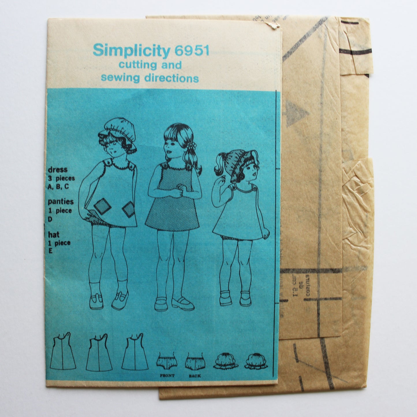 1975 Simplicity 6951 Sewing Pattern Girls Dress Hat Bikini Panties Size 5