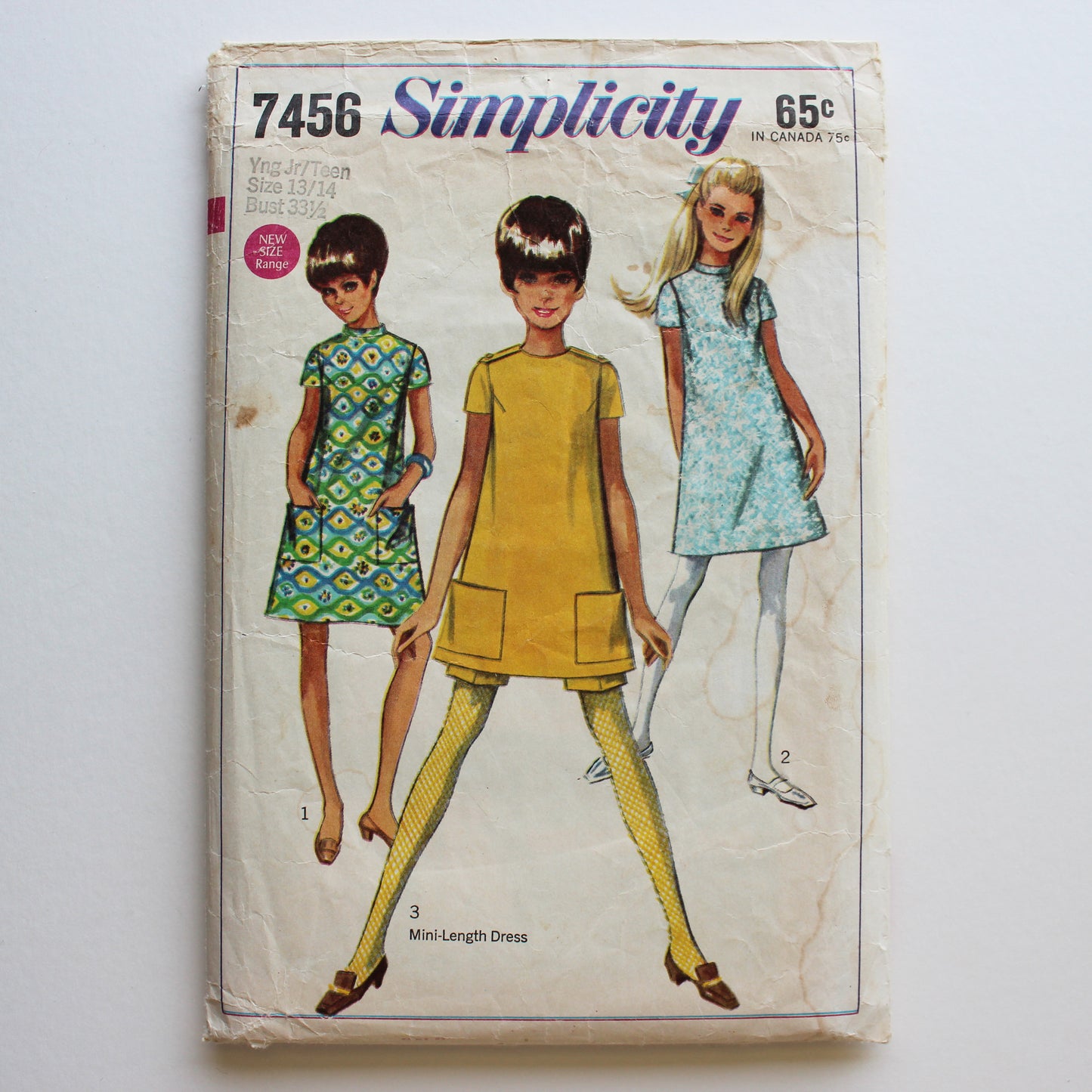 1967 Simplicity 7456 Sewing Pattern Girls Dress Shorts Size 13/14
