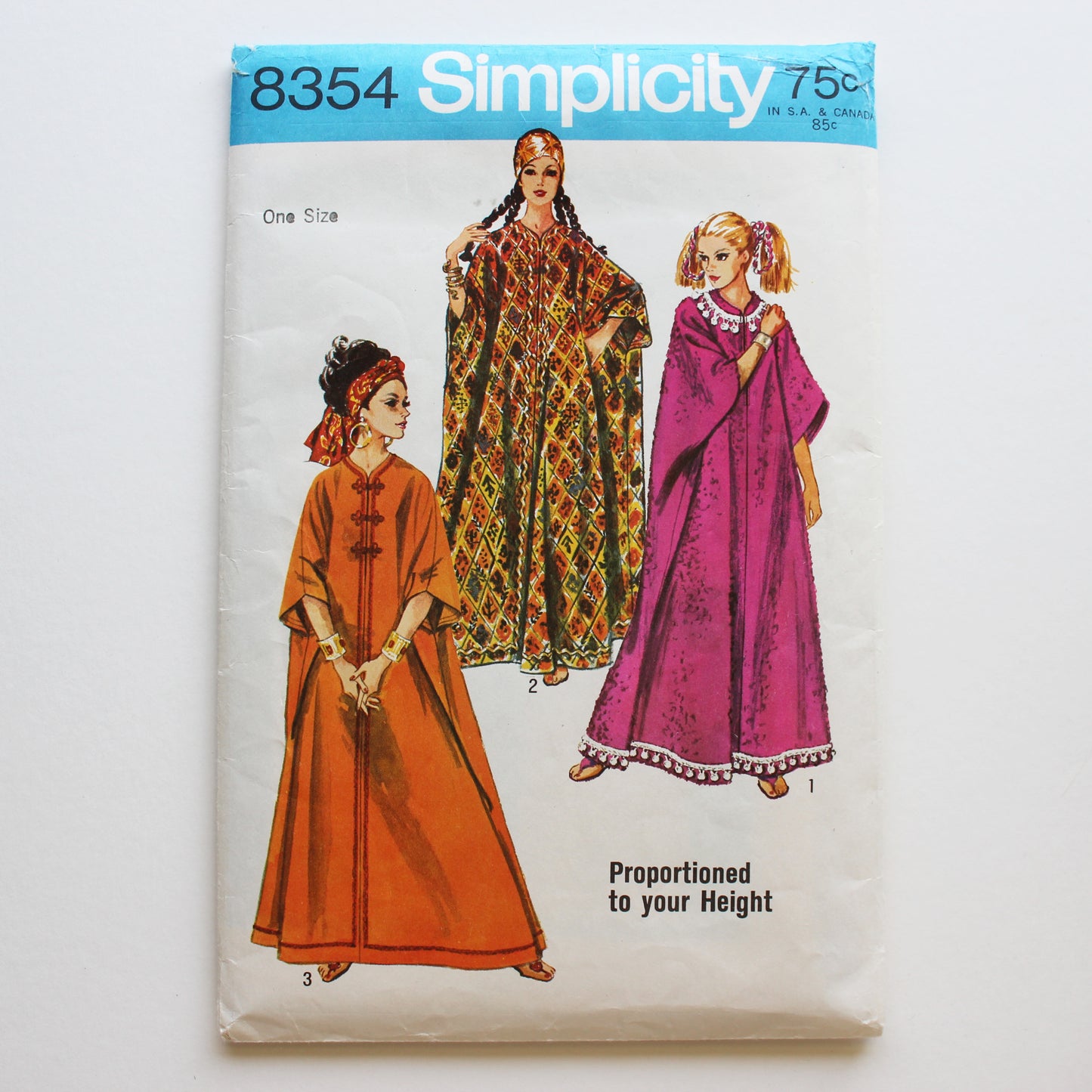 1969 Simplicity 8354 Sewing Pattern Misses Caftan One Size