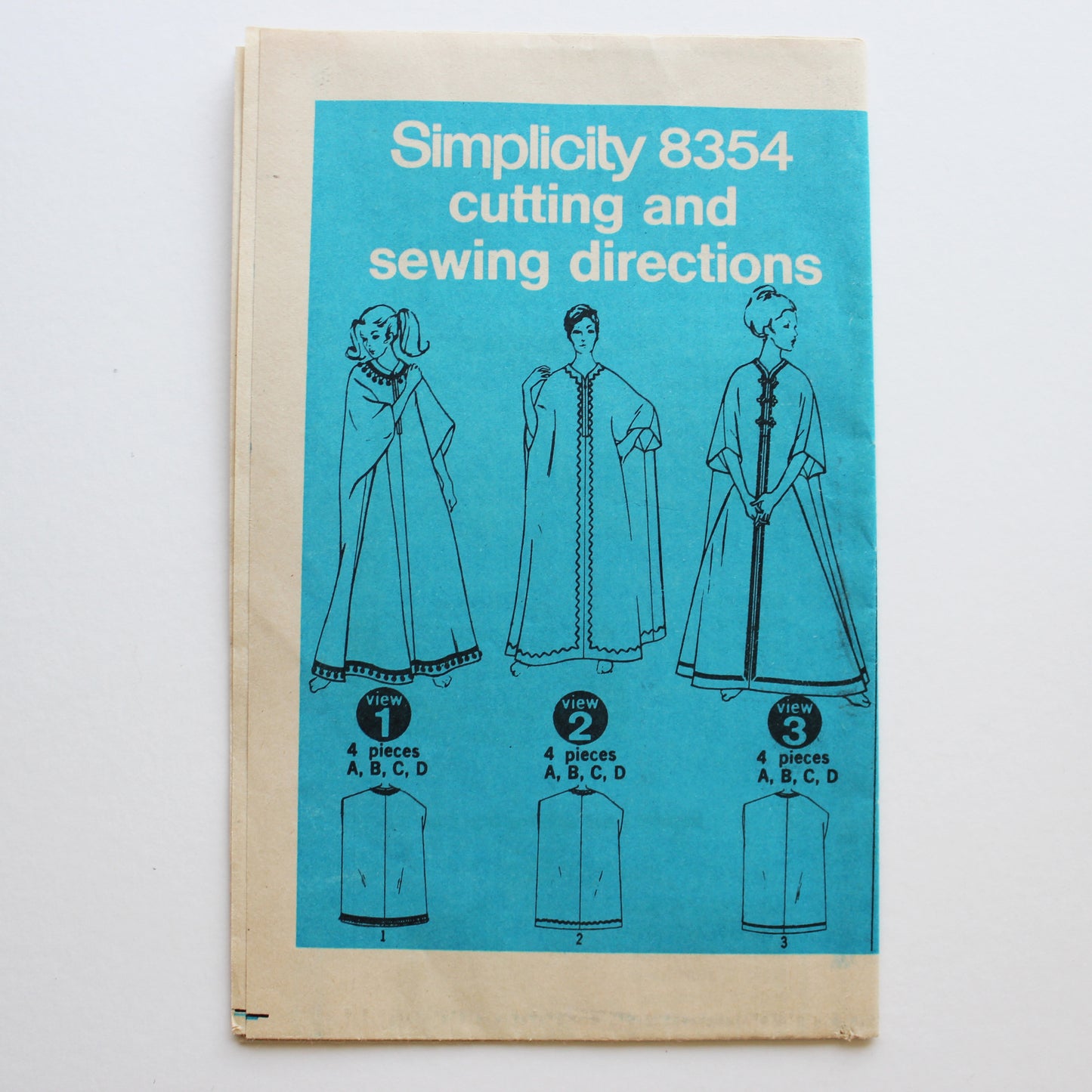 1969 Simplicity 8354 Sewing Pattern Misses Caftan One Size