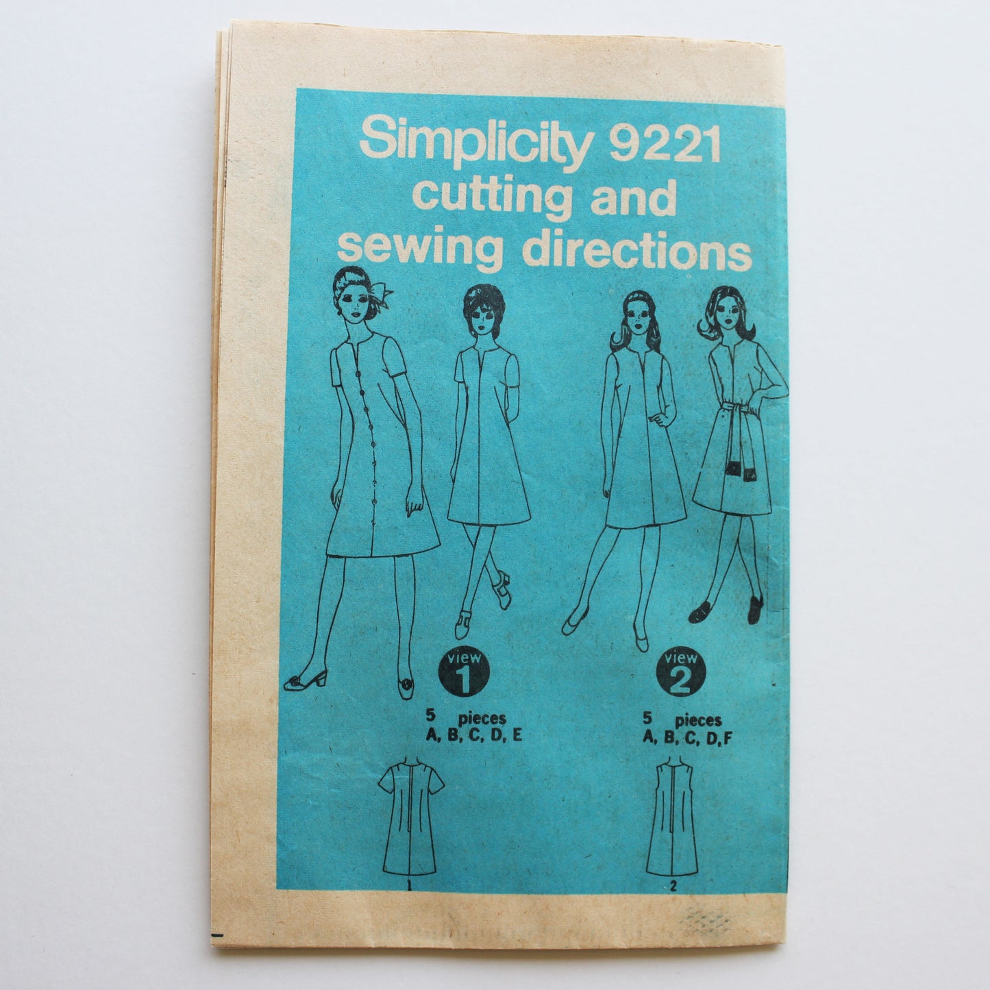 1970 Simplicity 9221 Sewing Pattern Misses Dress Size 12
