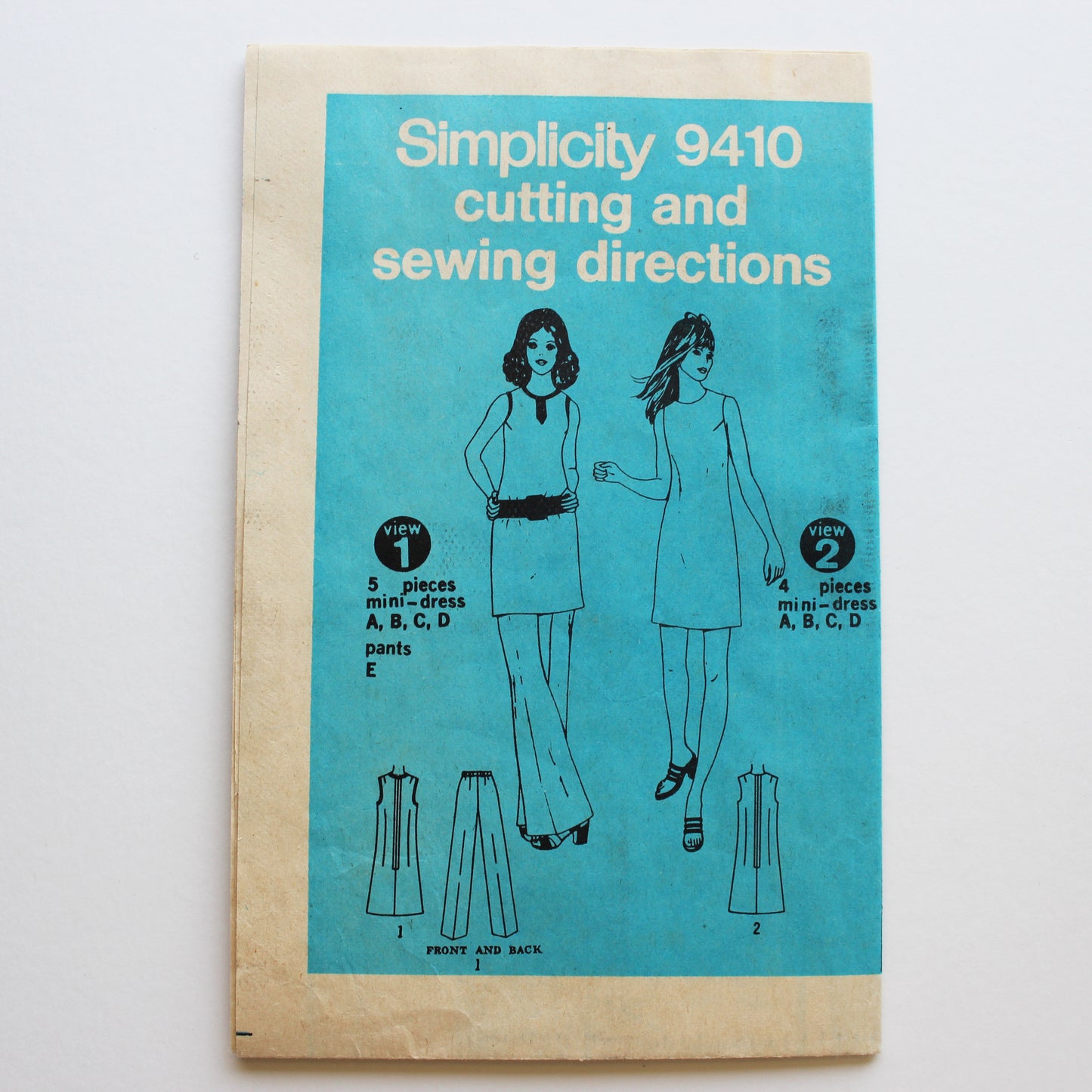 1971 Simplicity 9410 Sewing Pattern Misses Dress Pants Size 12