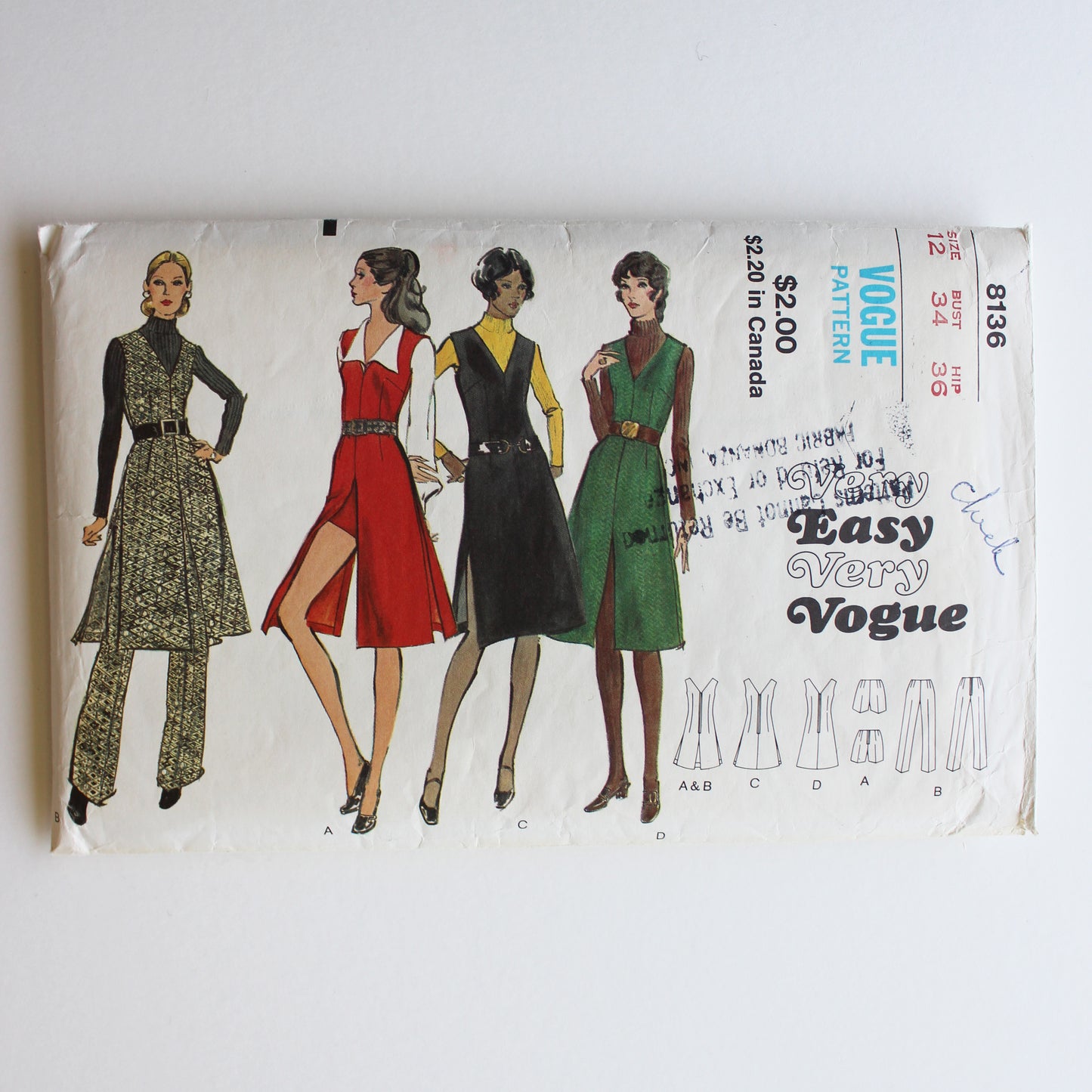 1970s Vogue 8136 Sewing Pattern Misses Jumper Pants Shorts Size 12