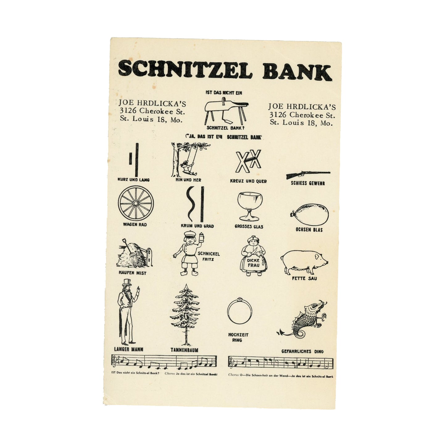 Postcard Schnitzel Bank Joe Hrdlicka's St. Louis MO