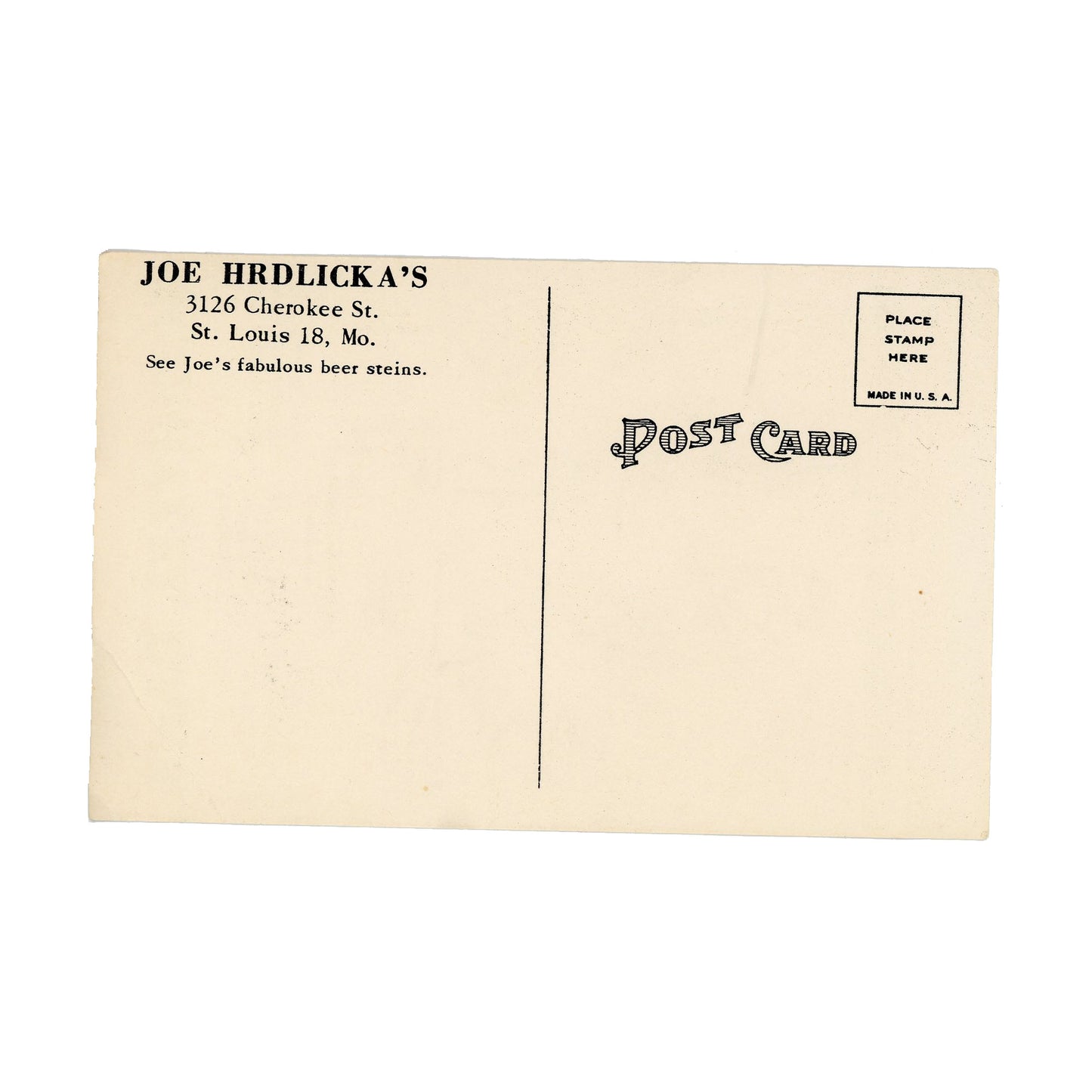 Postcard Schnitzel Bank Joe Hrdlicka's St. Louis MO