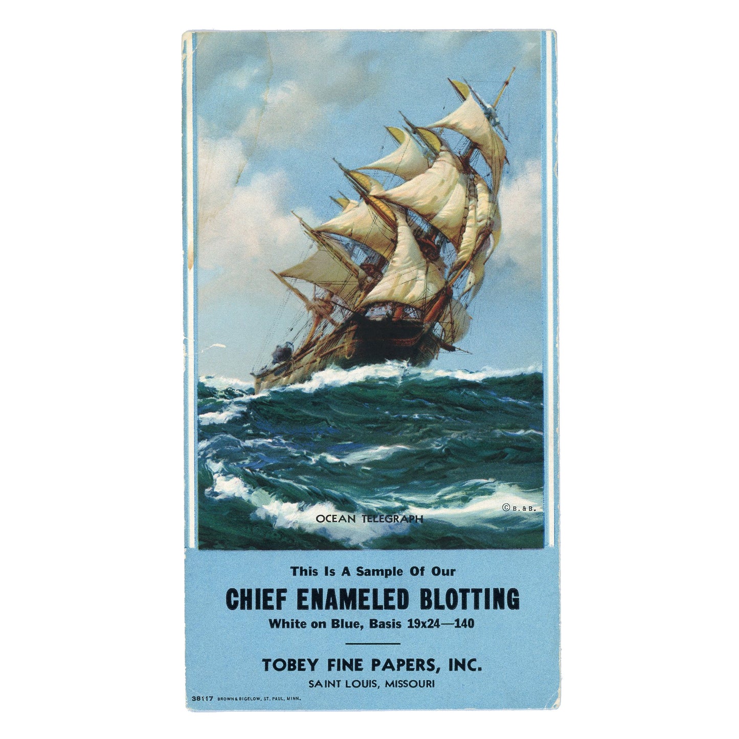 Advertising Blotter Card Tobey Fine Papers Inc St. Louis MO