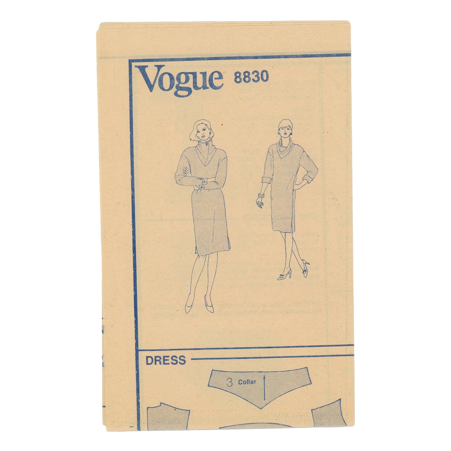 1980s Vogue Pattern 8830 Misses Dress Size 14-16-18