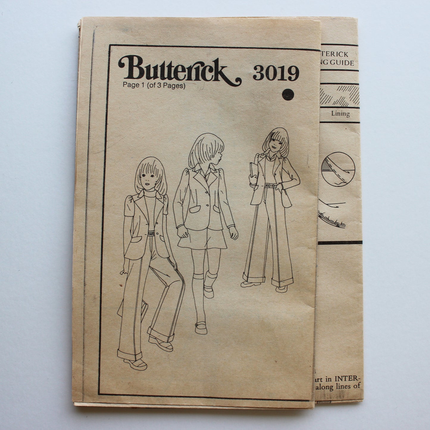 1970s Butterick 3018 Sewing Pattern Girls Jacket Pants Skirt Size 12
