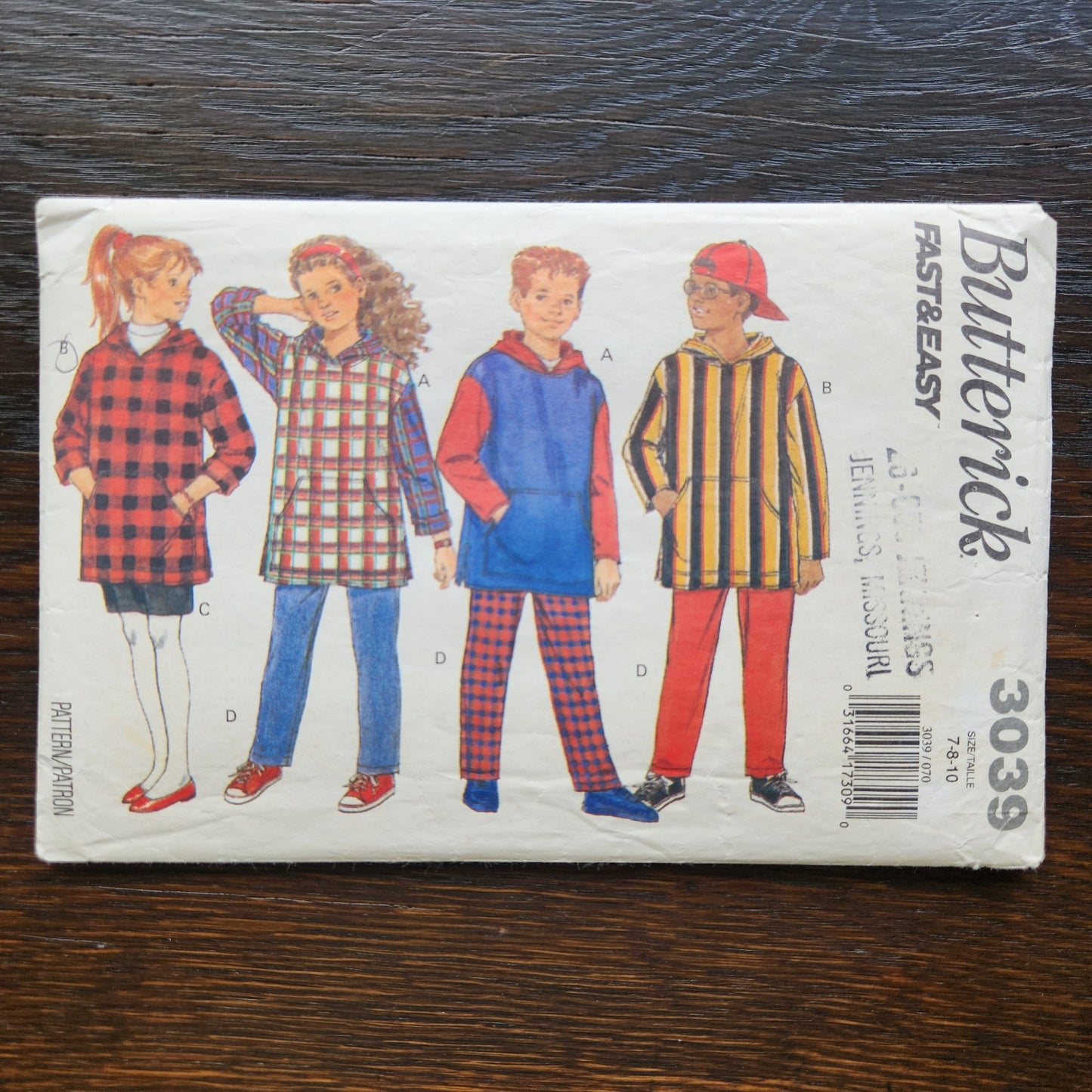 Butterick 3039 Sewing Pattern Girls Boys Top Skirt Pants Size 7 8 10