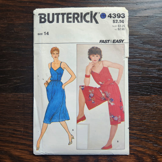 Butterick 4393 Sewing Pattern Misses Dress Size 14