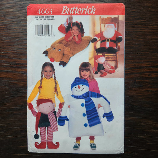 Butterick 4663 Sewing Pattern Christmas Pillow Pals