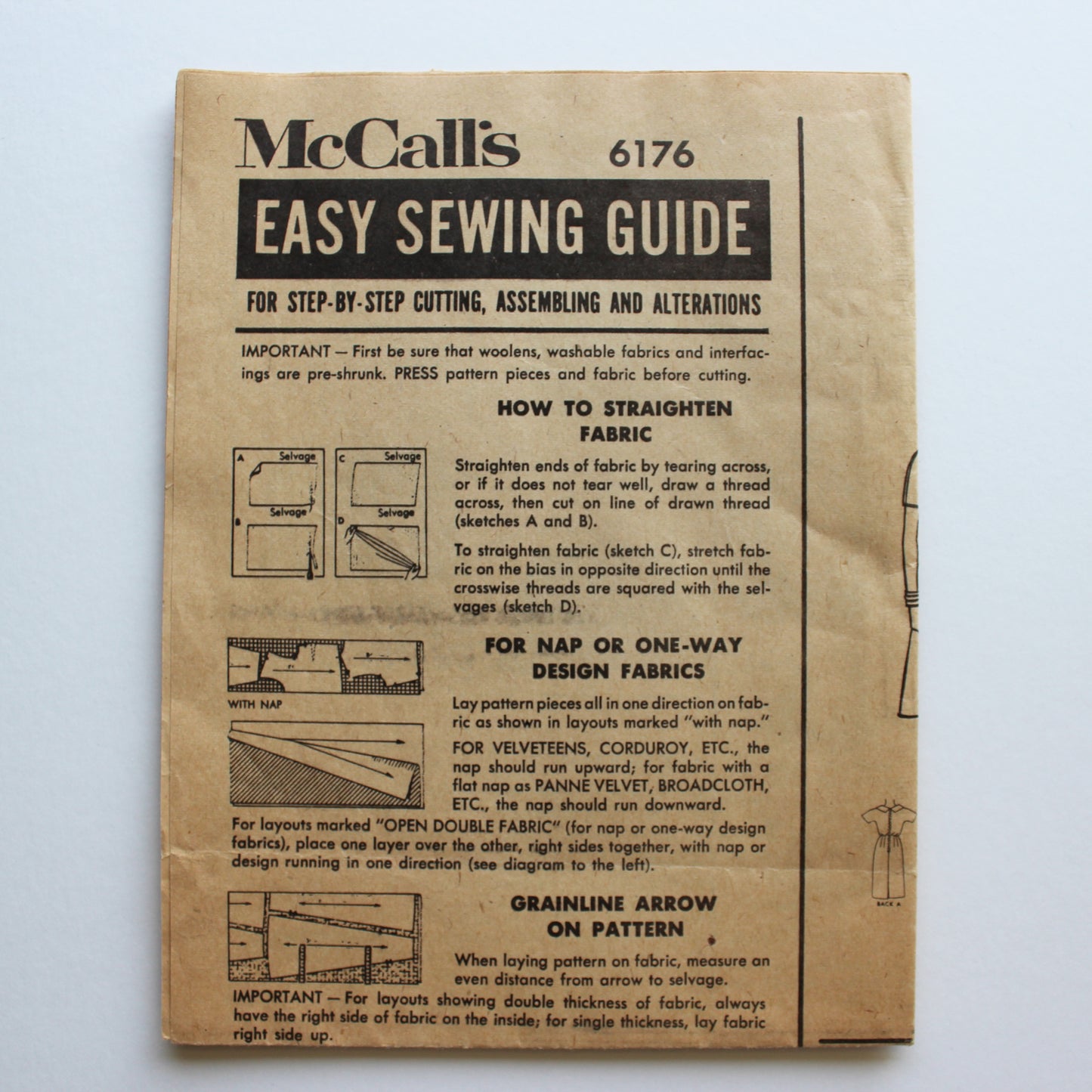 1961 McCall's 6176 Sewing Pattern Misses Dress Size 16