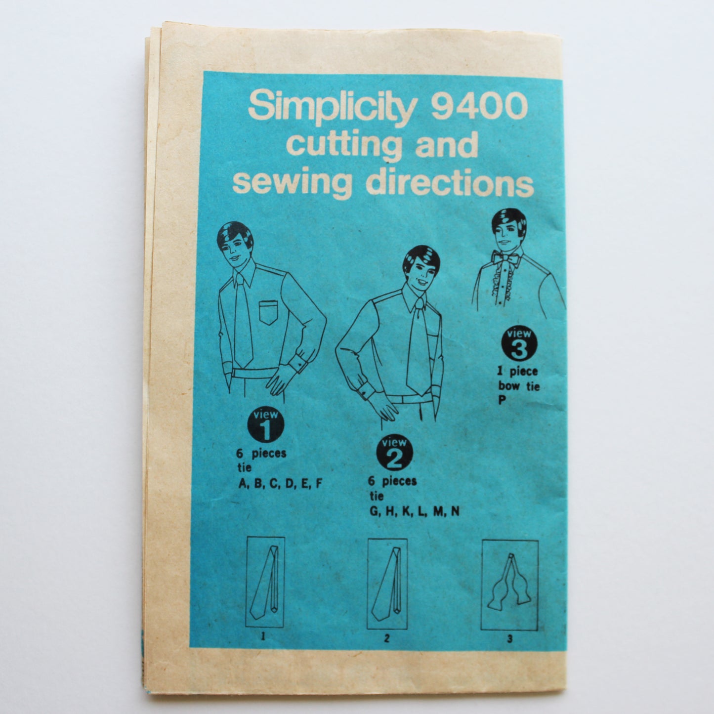 1971 Simplicity 9400 Sewing Pattern Mens Ties