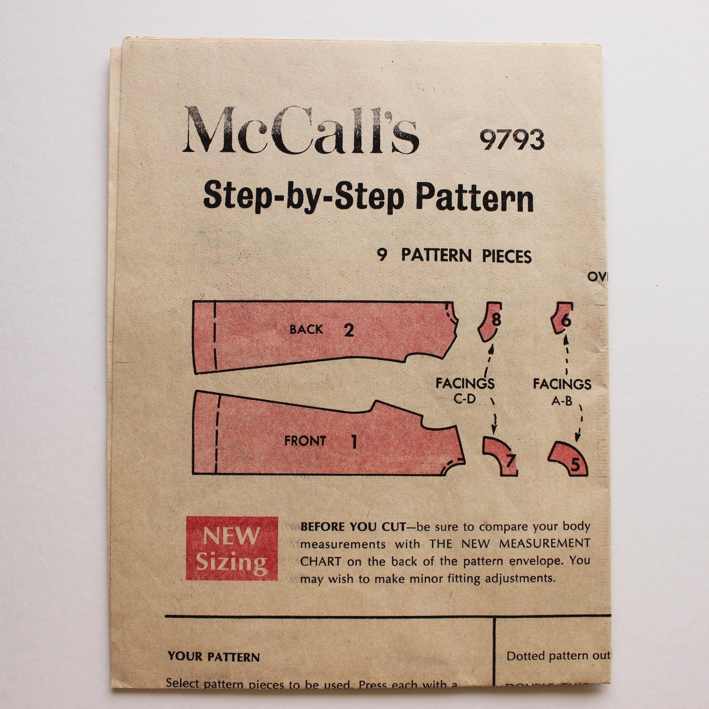 1969 McCall's 9793 Sewing Pattern Misses Dress Size 12