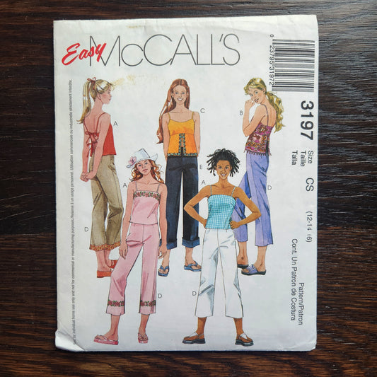 McCall's 3197 Sewing Pattern Girls Top Pants Size 12 14 16