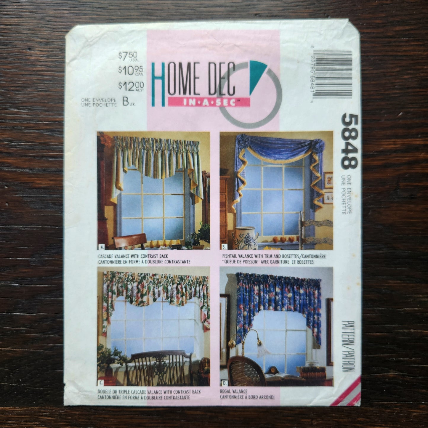 McCall's 5848 Sewing Pattern Valances