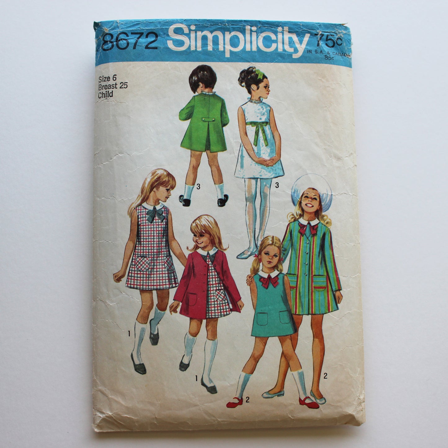 1969 Simplicity 8672 Sewing Pattern Girls Coat Dress Size 6
