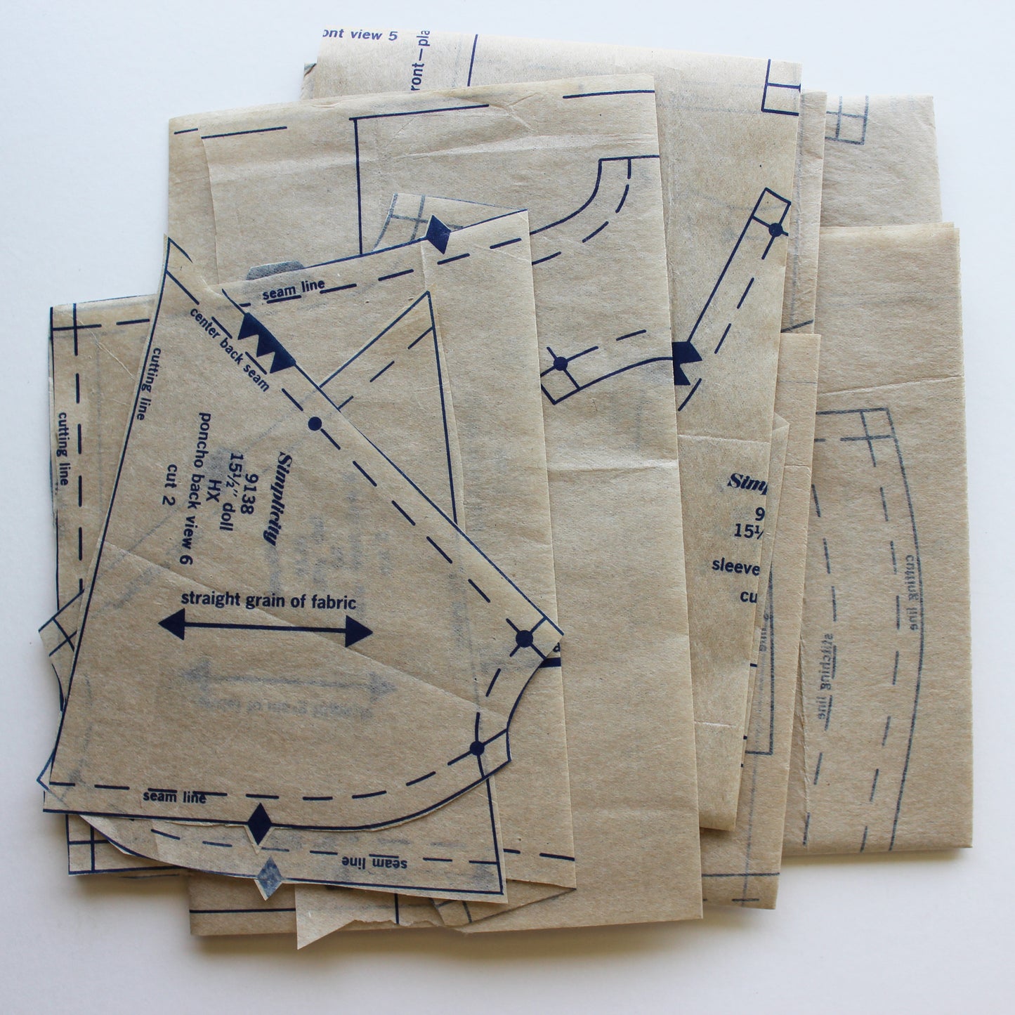 1970 Simplicity 9138 Sewing Pattern Doll Wardrobe Size 15 1/2"