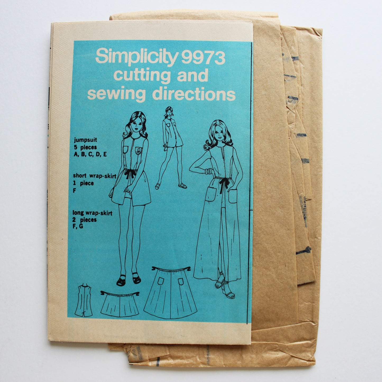 1972 Simplicity 9973 Sewing Pattern Misses Wrap-Skirt Jumpsuit Size 12