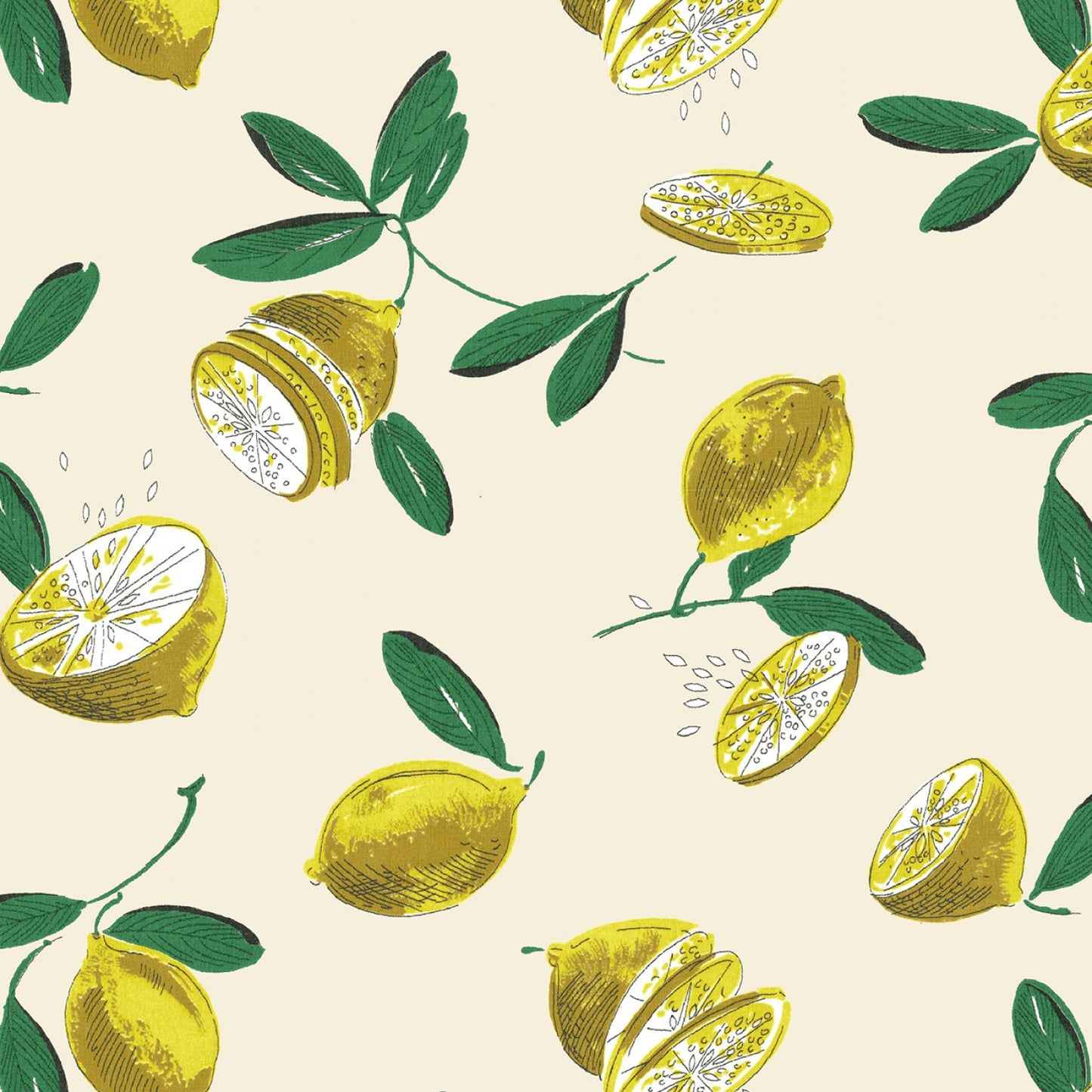 Kitschy Cocktails Mid Century Lemon Drop Fabric