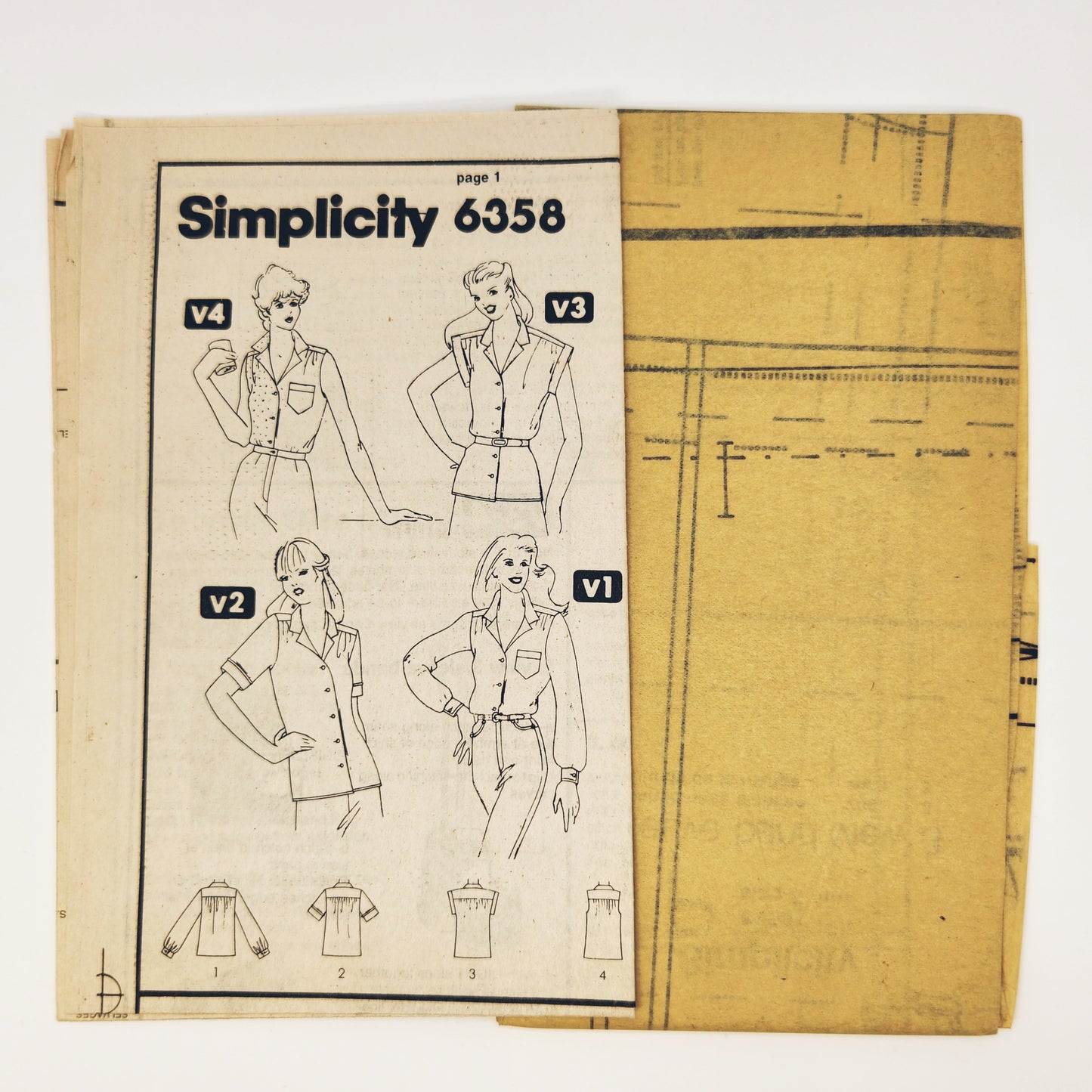 1984 Simplicity Pattern 6358 Misses Shirts Size 6-8