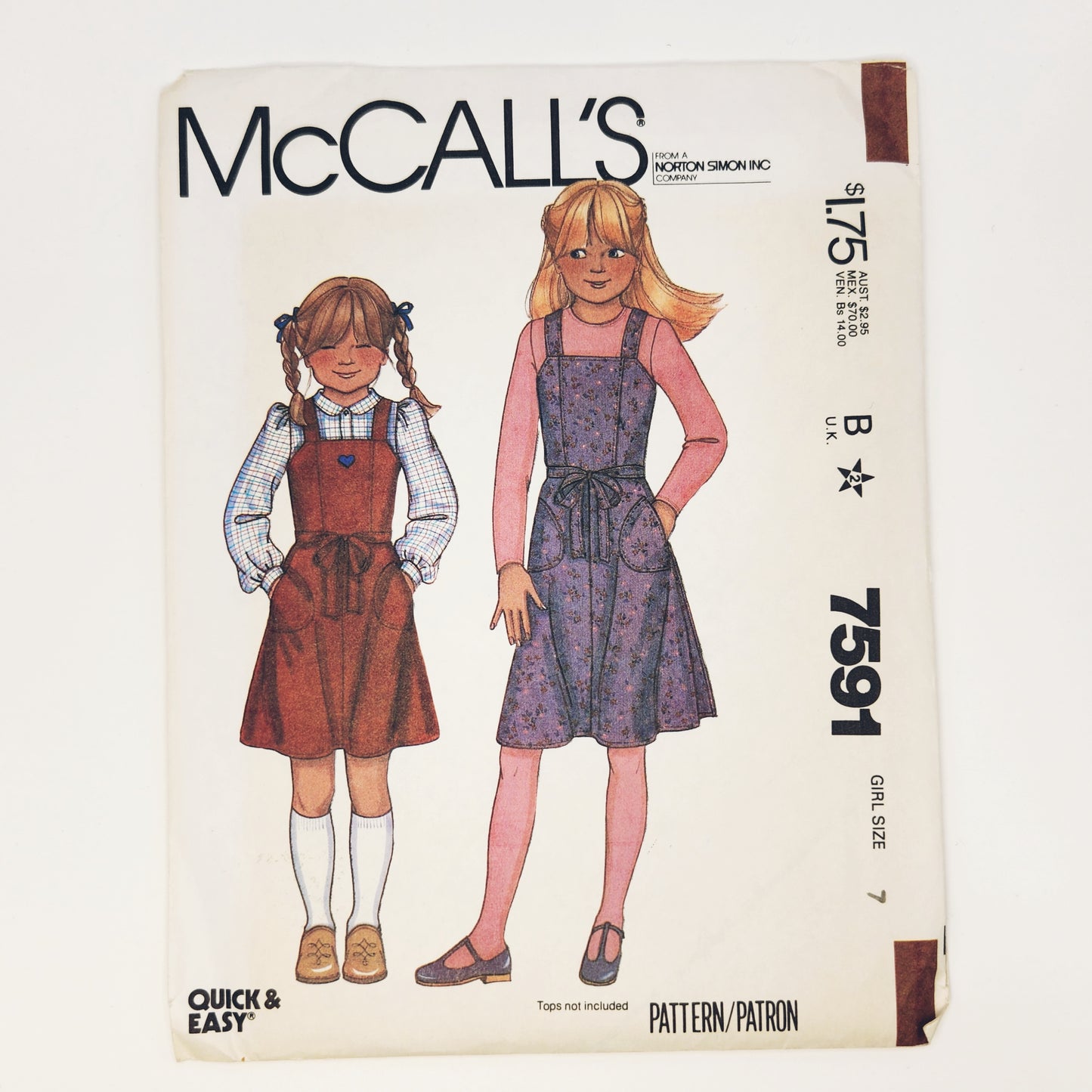 1981 McCall's Pattern 7591 Girls Jumper Size 7