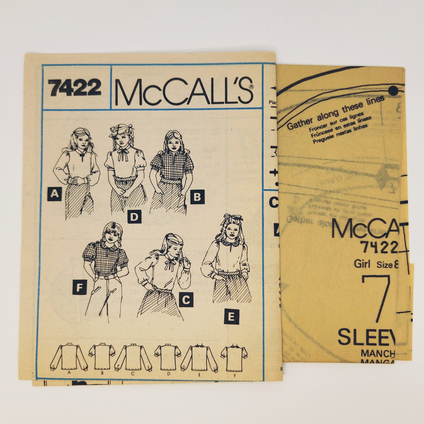 1981 McCall's Pattern 7422 Girls Blouse Size 8