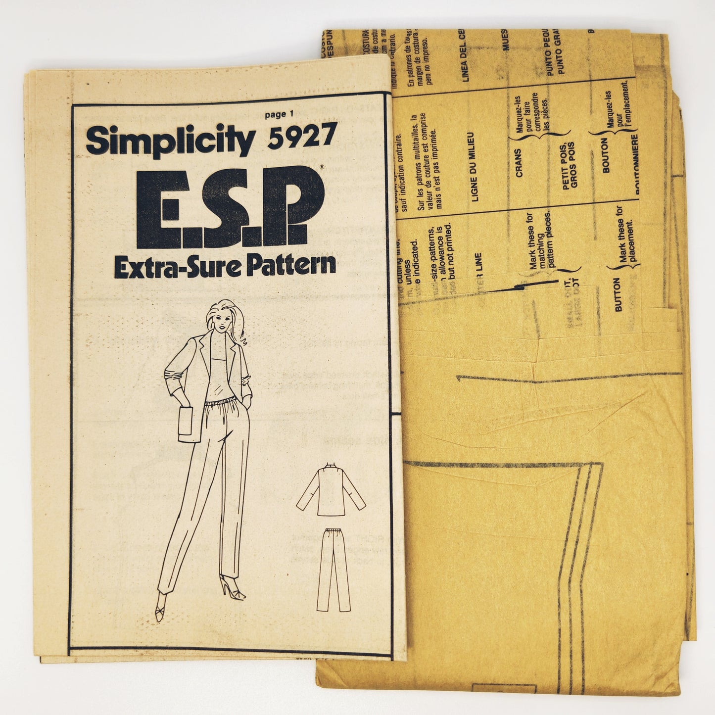 1983 Simplicity Pattern 5927 Misses Pants Jacket Size 12-14-16