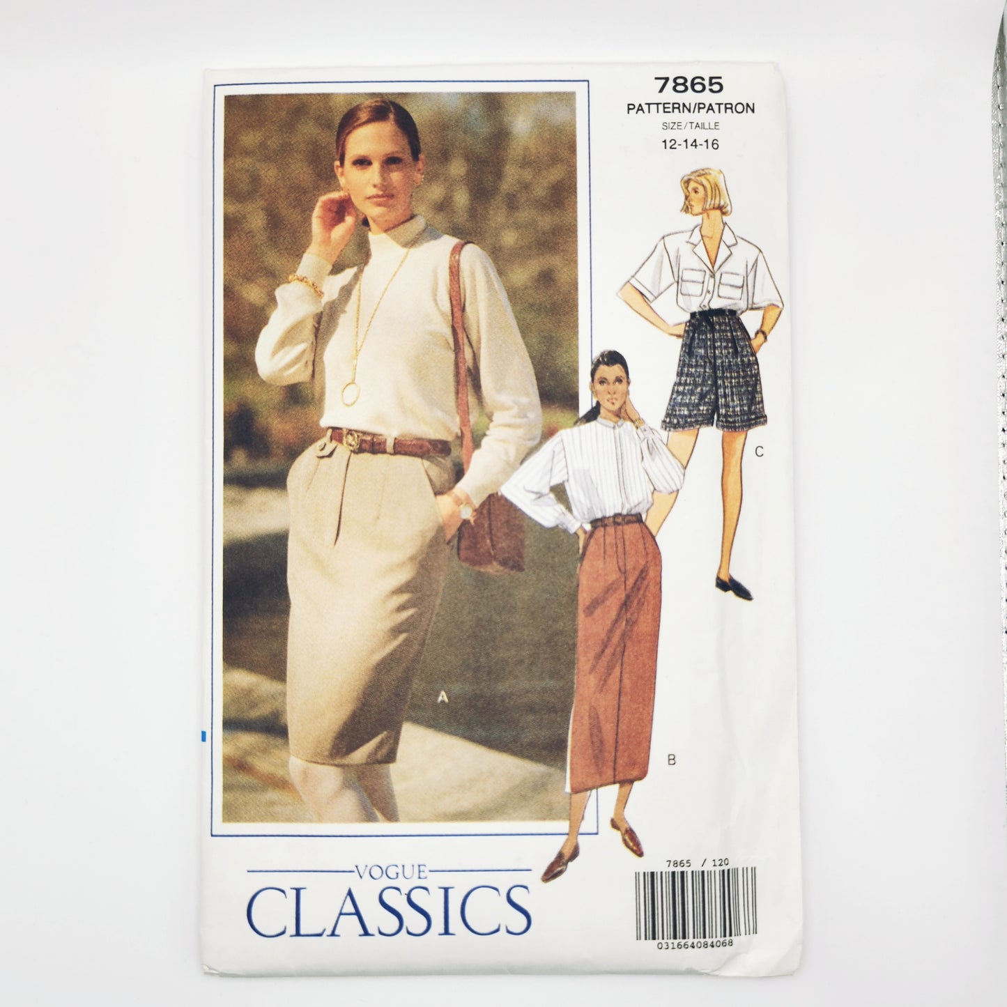 1990 Vogue Pattern 7865 Misses Skirt Shorts Size 12-14-16