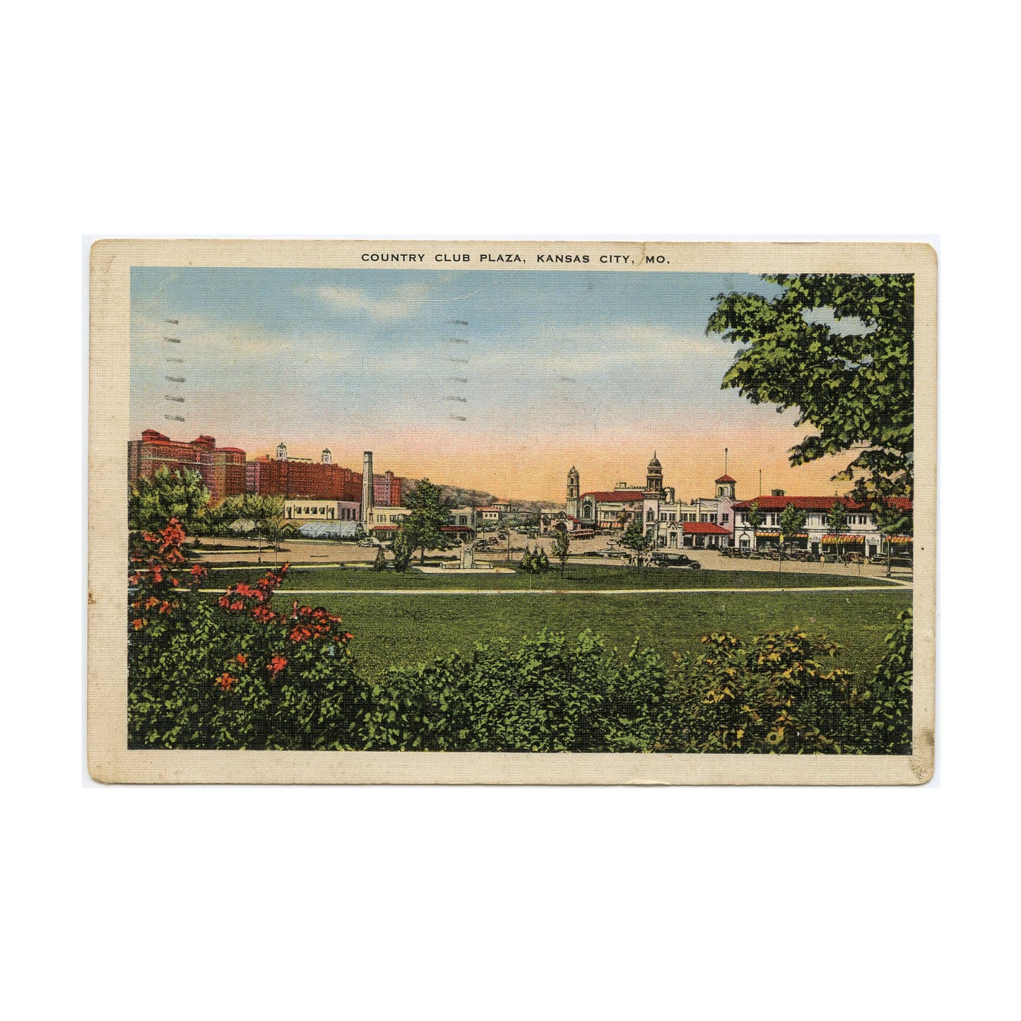 1937 Postcard Country Club Plaza Kansas City MO