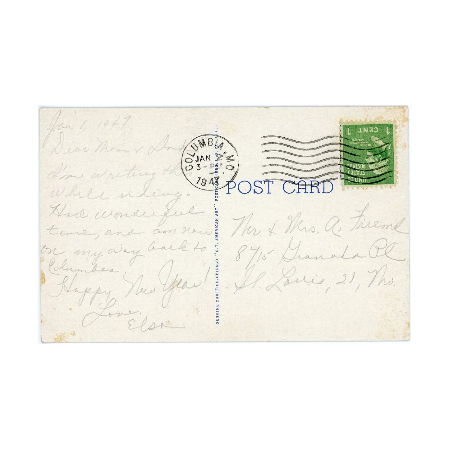 1947 Postcard Sikeston Public Library Sikeston MO