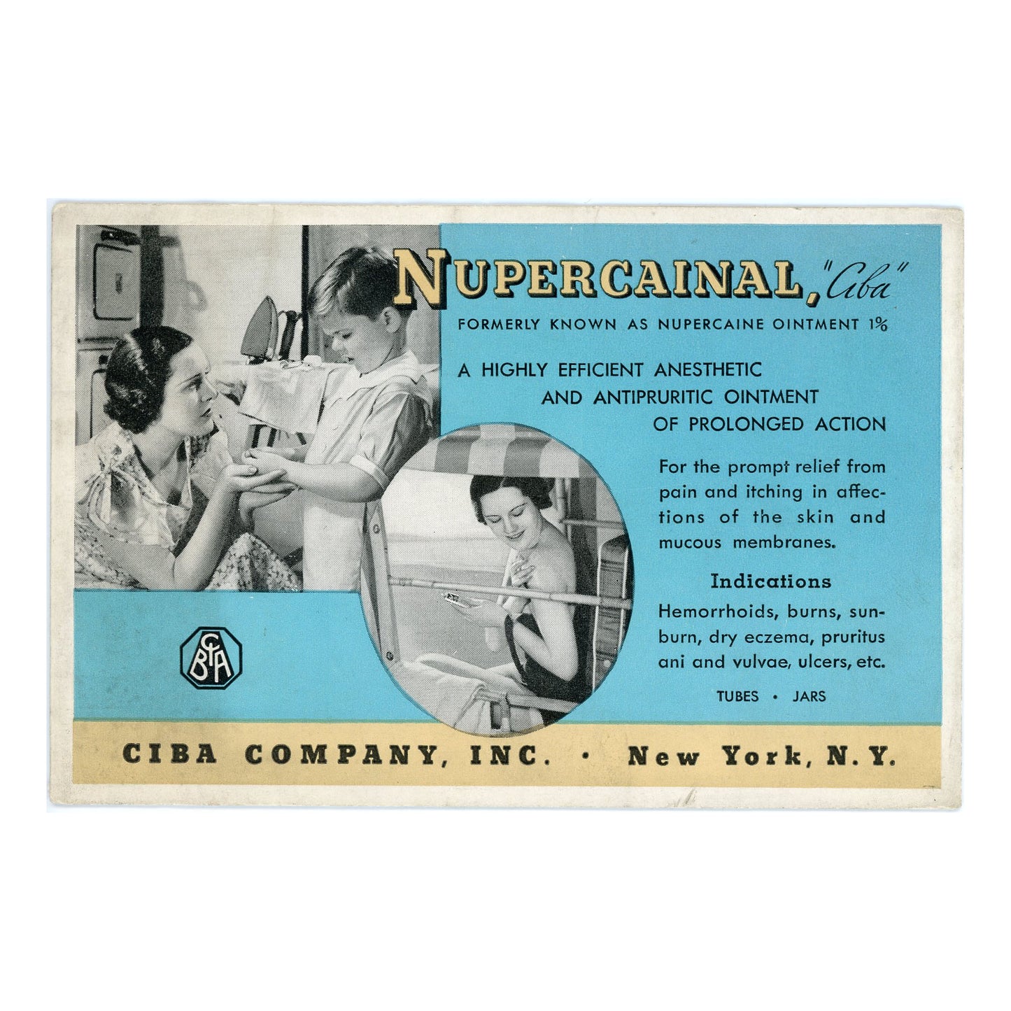 Advertising Blotter Card Nupercainal Ciba Co Inc New York NY